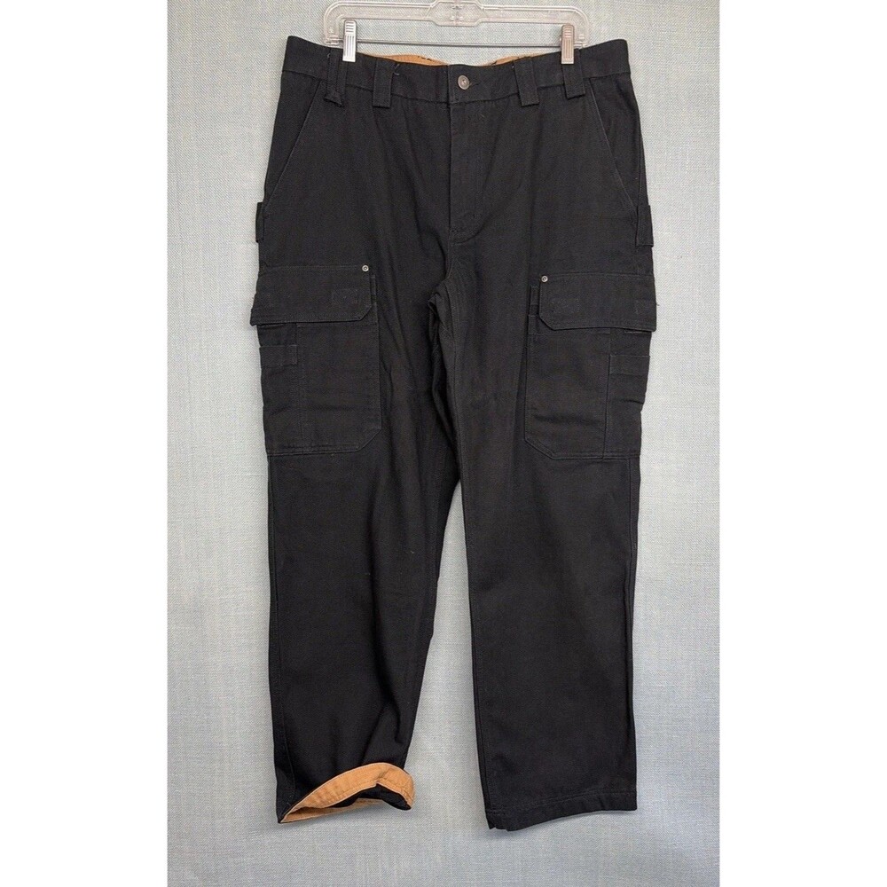 Duluth Trading Co Men’s 38X32 Black Canvas Fire Hose Relaxed Fit Cargo Work Pant